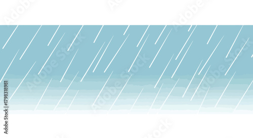Minimalist Rainy Season Illustration with Diagonal Rain Lines and Soft Blue Gradient
