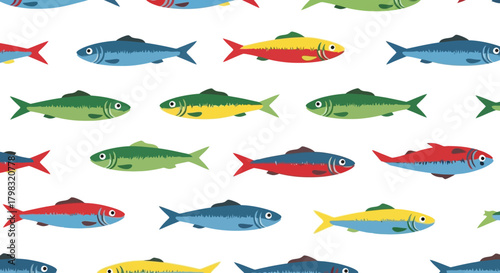 Colorful Fish Pattern Illustration for Textile Design