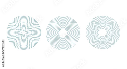 Circles with Concentric Lines and Organic Shapes in a Minimalist Style