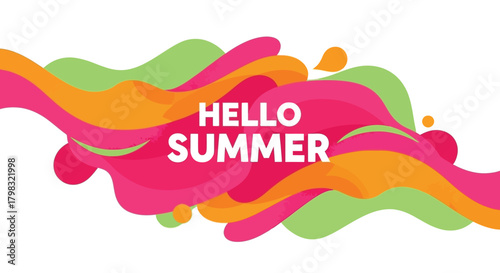 Vibrant Abstract Summer Design with Hello Summer Text