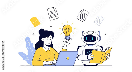 AI Collaboration Human Innovator and Robot Learner Working Together for Creative Solutions
