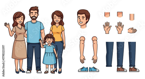 Diverse Family Togetherness with Editable Body Parts for Customization