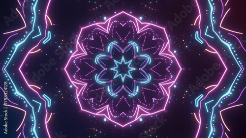 Vibrant Neon Kaleidoscope Mandala