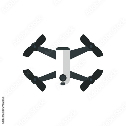 Flat Design Drone Icon on White Background for Commercial Use