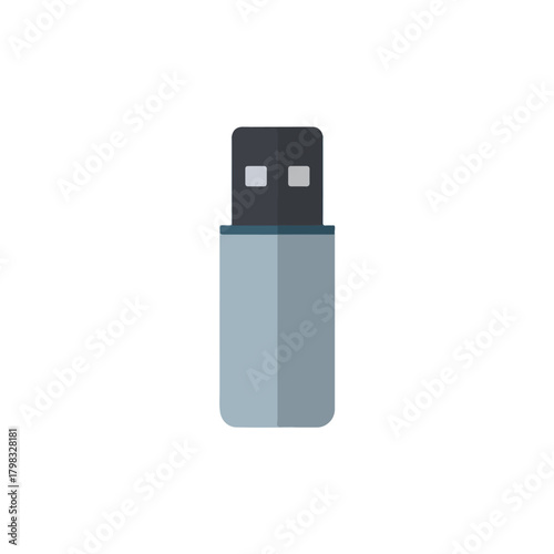 Flat Design USB Flash Drive Icon on White