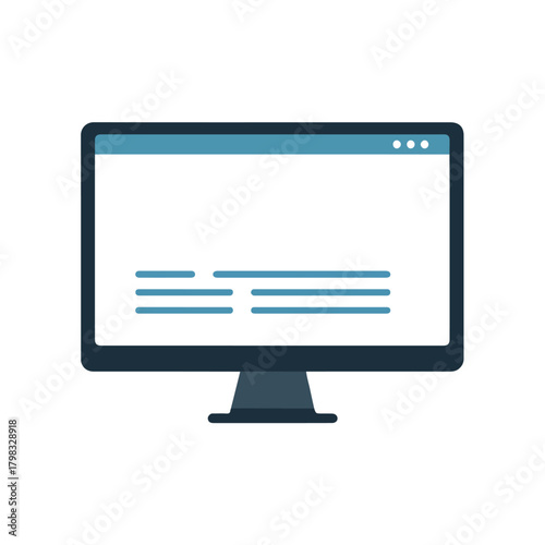 Minimalist Computer Monitor Icon with Website Elements