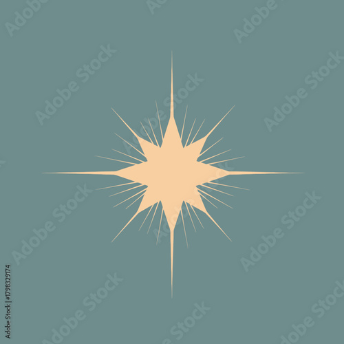 Abstract vector illustration of a starburst shape with sharp lines on a blue backdrop.