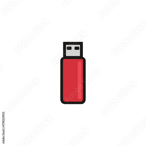 Red USB Flash Drive Icon on White Background