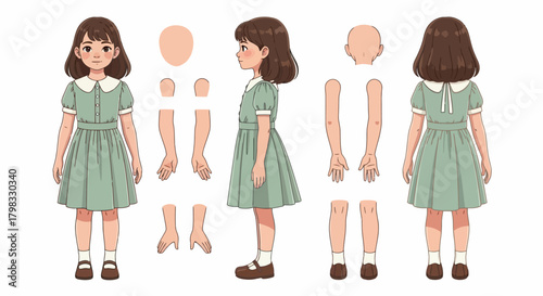 Cartoon Girl Character Creation Kit Doll-like Figure for Animation and Design Projects