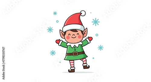Christmas Elf Cartoon Character Illustration for Holiday Season Decorations