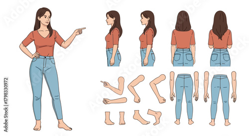 Female Character Creation Kit Customize Woman's Pose and Style with Interchangeable Limbs