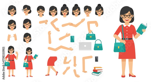 Animated Woman Character Kit for Customized Design