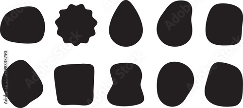 Bild auf Leinwand Collection of ten diverse abstract organic black shapes on a white background