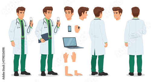 Doctor with Medical Supplies Character Set for Customization