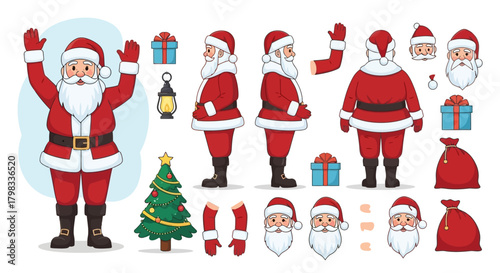 Santa Claus character constructor vector illustration for Christmas holiday