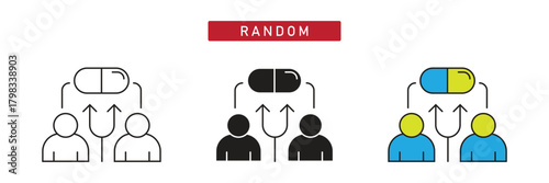 Randomized Study Icon: Capsule Assigning Treatment to Different Research Participants.