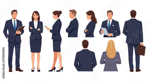 Diverse Perspectives Professional Business Team in Formal Attire Representing Corporate Leadership and Cooperation