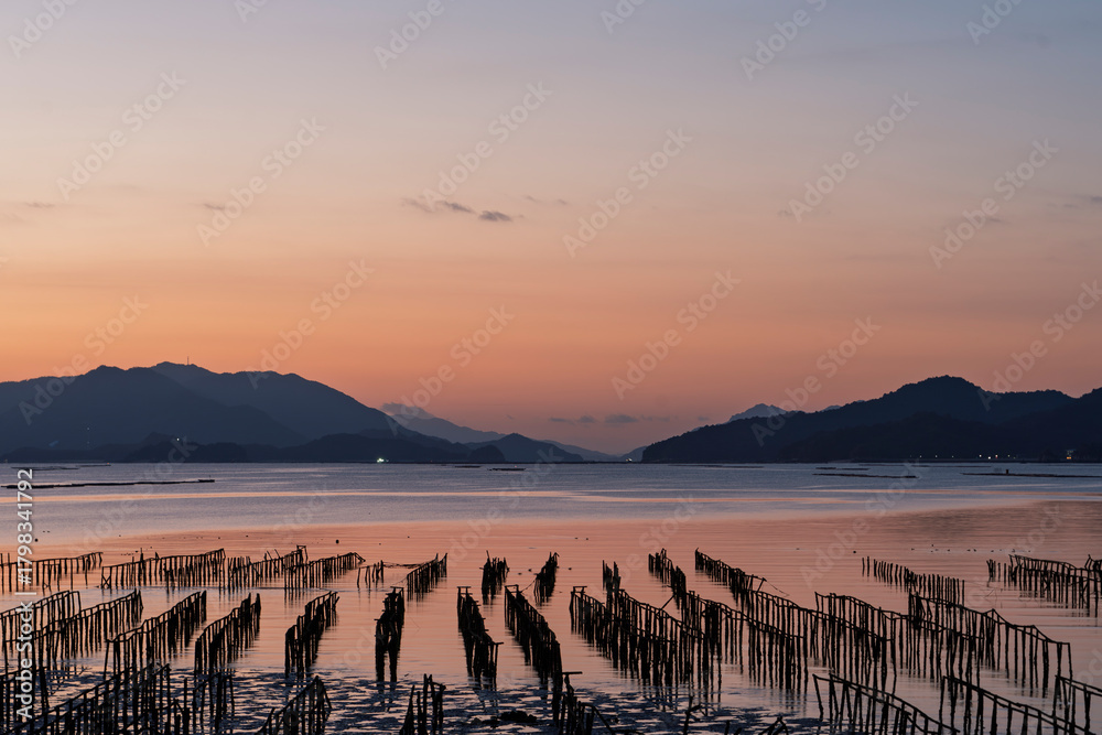Obraz premium 広島県地御前海岸の朝風景