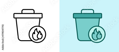 Tableau sur toile Garbage Burning linesolid icon