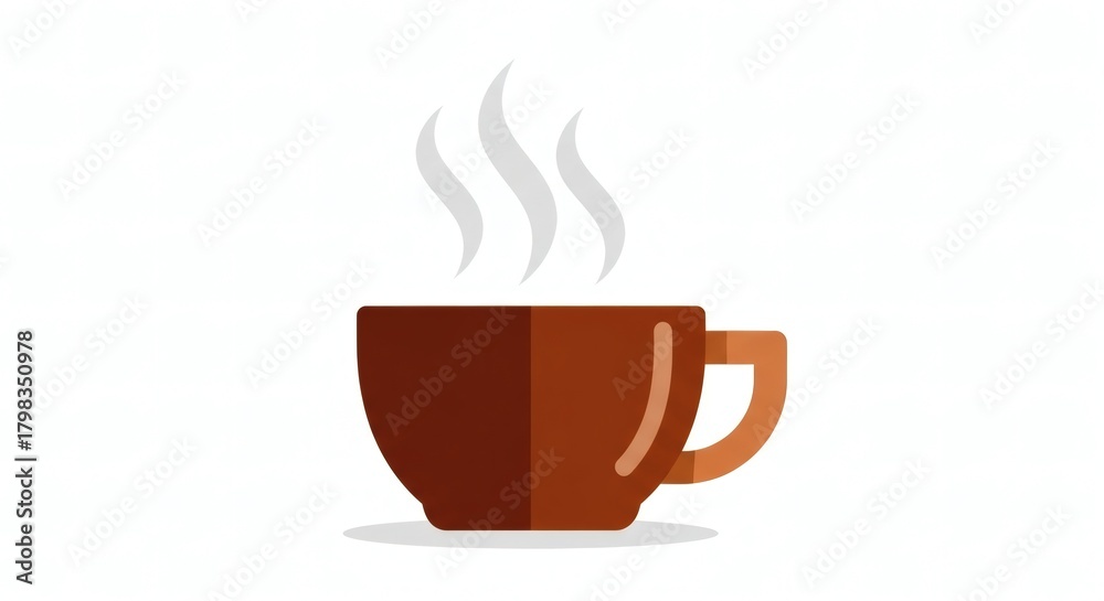 Obraz premium Hot Steaming Coffee Cup Clip Art Vector in Flat Design Style