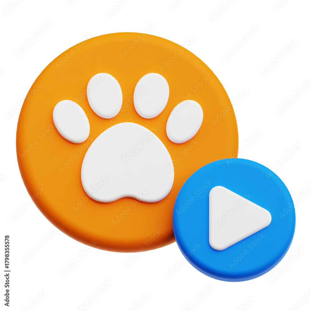 Fototapeta premium Pet Play 3D Icon Isolated On The Transparent Background