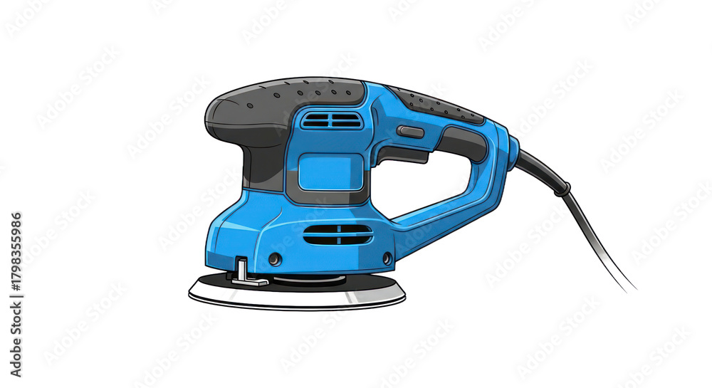 Fototapeta premium Electric orbital sander tool illustration with transparent background