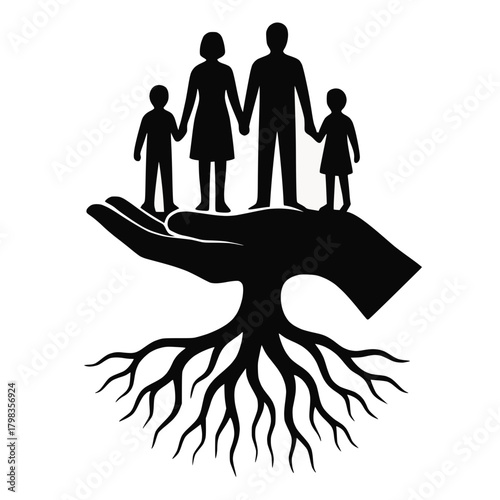 Rooted Hand Supporting Family Unity Symbol