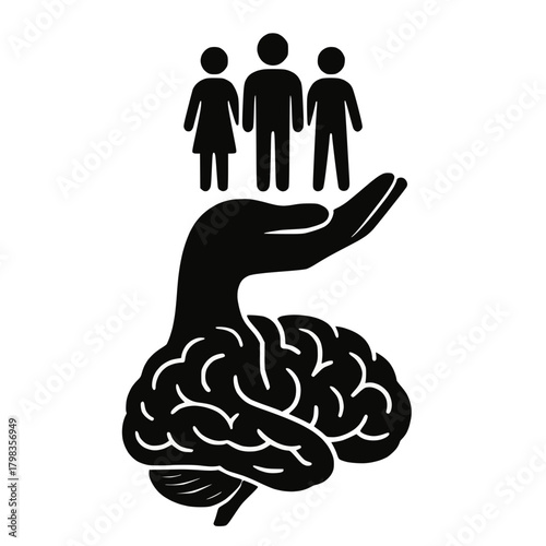 Brain Hand Supporting Human Wellbeing Symbol