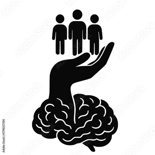 Brain Hand Supporting Human Wellbeing Symbol