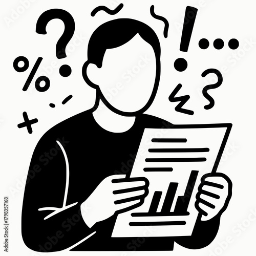 Confused Person Reading Document Symbol