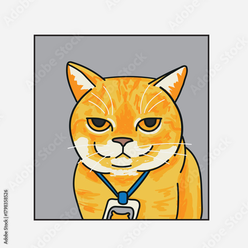 Discouraged office worker, illustration of a hardworking cat