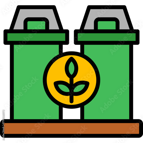 Waste Bin lineal color icon