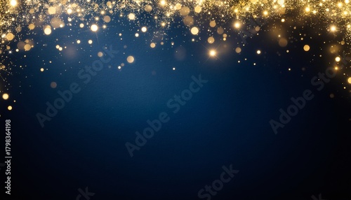 Firefly Cinematic luxury background with dark navy depths and golden sparkling light effects creating magical atmosphere