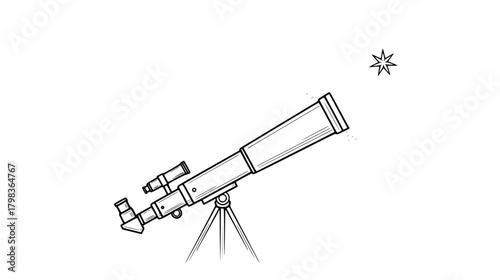 Astronomical telescope observing a distant star, science concept