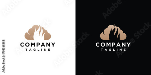 Cloud and fire logo design template. Fire cloud logo design inspiration	