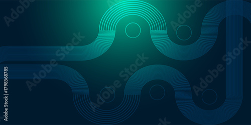 Digital technology speed connect blue green background, cyber nano information, abstract communication, innovation future tech data, internet network connection, Ai big data, line dot illustration