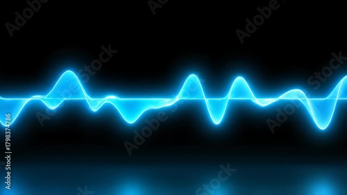 Futuristic blue waveforms showcasing digital signal patterns and energetic soundwave visualizations suitable for technology and innovation themes.