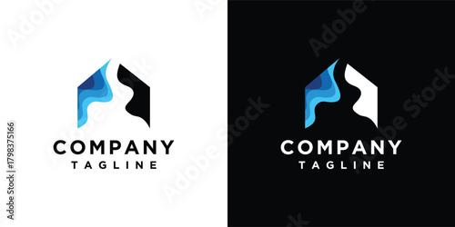 river house logo design .river house logo design illustration vector template	