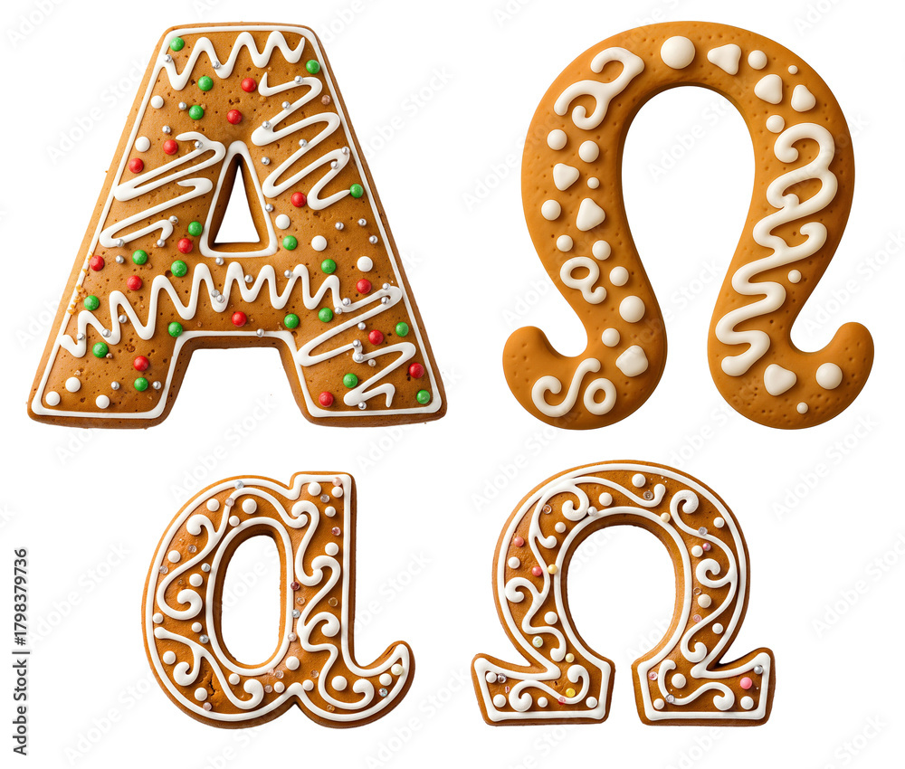 Naklejka premium Gingerbread Alpha and Omega cookies isolated