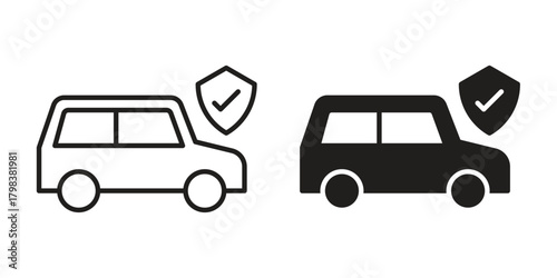 Car insurance icon concept outline symbol design. Simple element illustration.