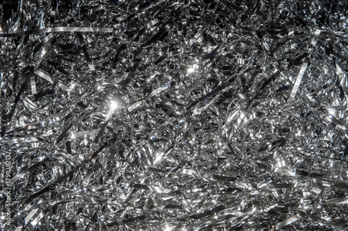 Abstract background of shiny silver tinsel foil