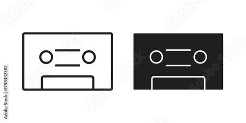 Cassette tape icon concept outline symbol design. Simple element illustration.