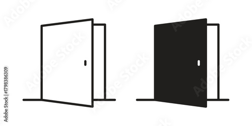 Door icon concept outline symbol design. Simple element illustration.