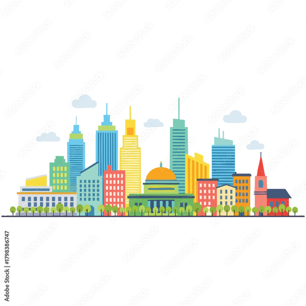Obraz premium Vibrant City Skyline Illustration