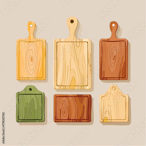 A Collection Of Six Wooden Cutting Boards In Various Shapes Sizes And Colors Displayed On A Neutral Background