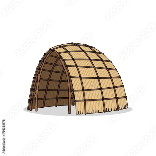 Illustration of a wigwam style dwelling with a simple construction method