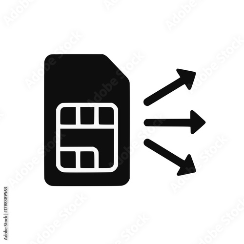 SIM Card with Three Arrows Symbol