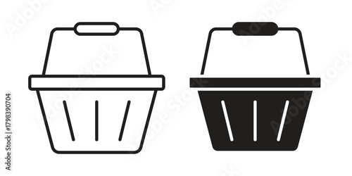 Grocery basket icon concept outline symbol design. Simple element illustration.