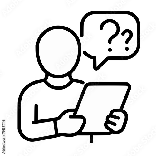 Person with Question Marks and Document Symbol