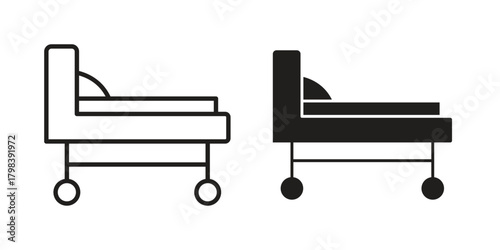 Hospital bed icon concept outline symbol design. Simple element illustration.